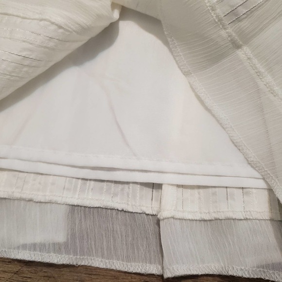 New Style & Co Ivory Silver Metallic Pleated A-Line Skirt Petite Plus 14P - Picture 9 of 12